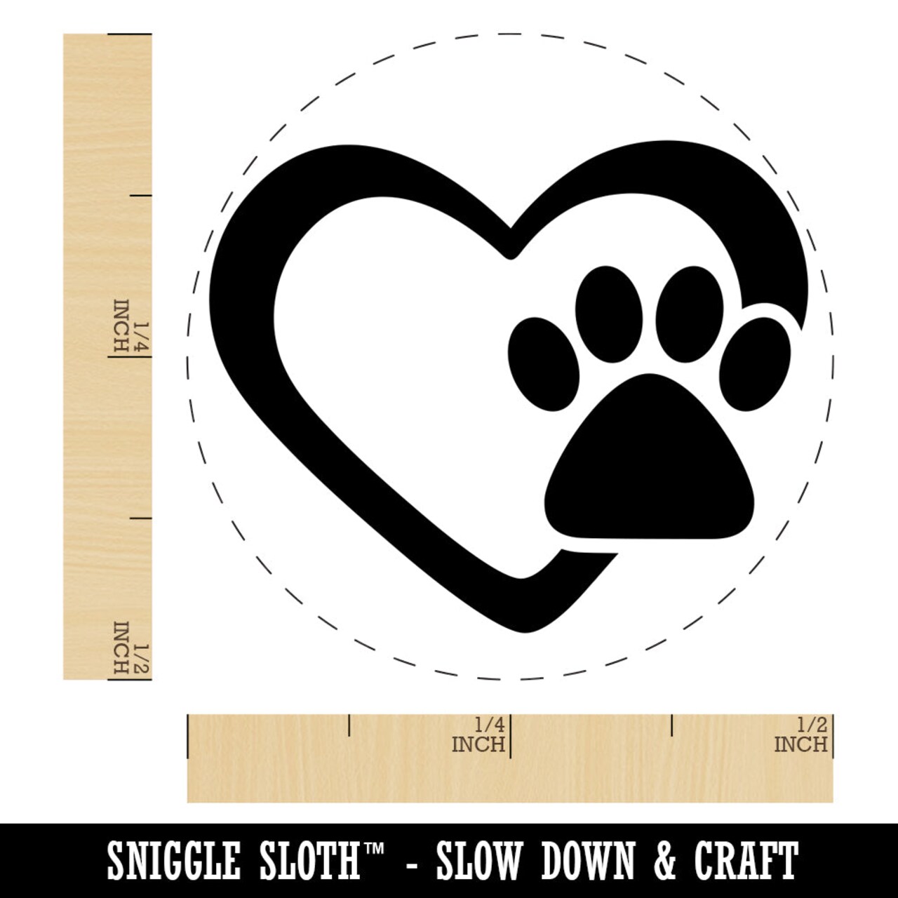 Heart with Paw Print Self-Inking Rubber Stamp for Stamping Crafting Planners